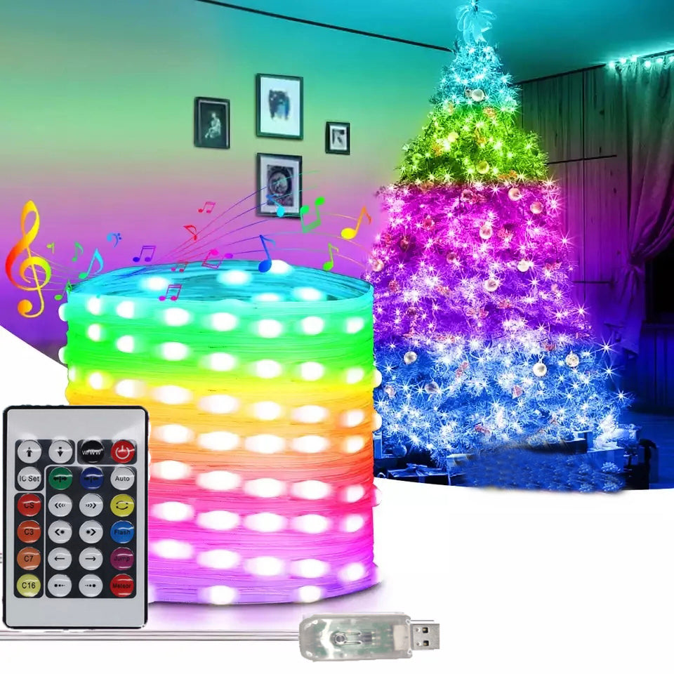 LED Outdoor Light String, RGB Remote Control Fairy String Light, 200 LEDs